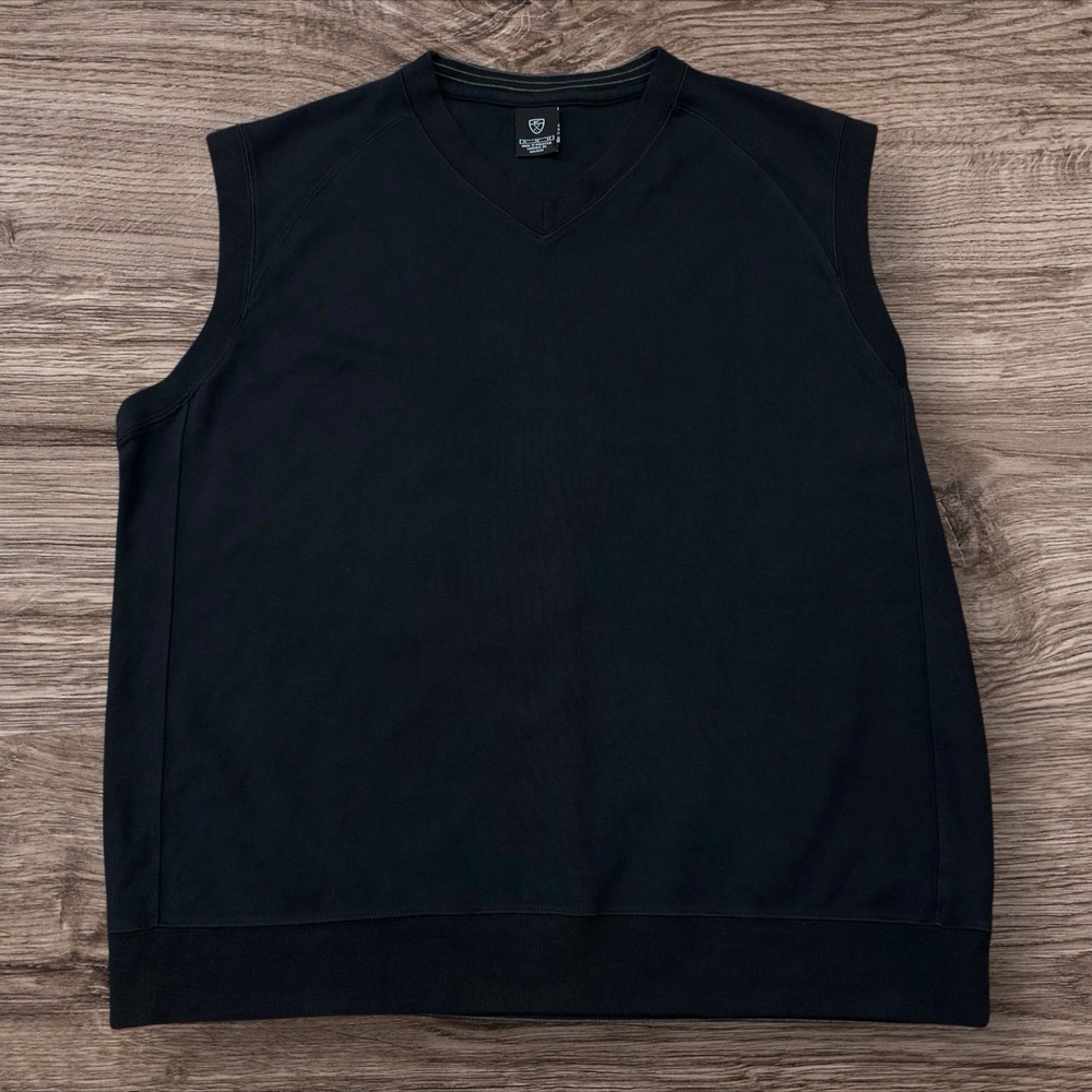 VTG Nike Golf Vest Sweater Mens XL Black Swoosh V-Neck Pullover Retro 90s Boxy